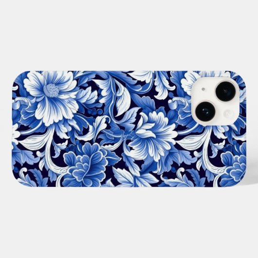 Indigo Blue Flowers Case-Mate iPhone Case (Achterkant (horizontaal))