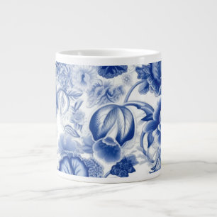 Indigo Blue Flowers Extra Grote Beker