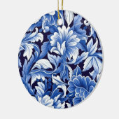 Indigo Blue Flowers Keramisch Ornament (Links)