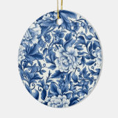 Indigo Blue Flowers Keramisch Ornament (Links)