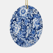 Indigo Blue Flowers Keramisch Ornament (Rechts)