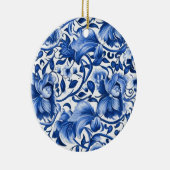 Indigo Blue Flowers Keramisch Ornament (Rechts)