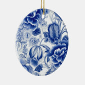 Indigo Blue Flowers Keramisch Ornament (Rechts)