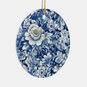 Indigo Blue Flowers Keramisch Ornament (Rechts)