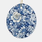 Indigo Blue Flowers Keramisch Ornament (Links)