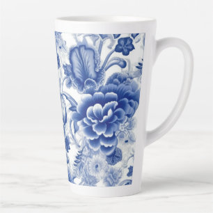 Indigo Blue Flowers Latte Mok