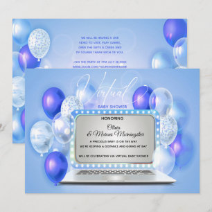 Indigo Blue Laptop Virtual Baby Boy Shower Kaart