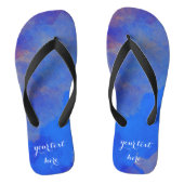 Indigo Blue Lavender Abstracte Waterverf Teenslippers (Voetbed)