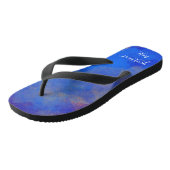 Indigo Blue Lavender Abstracte Waterverf Teenslippers (Schuin)