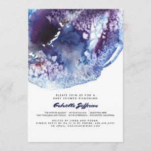 Indigo Blue Modern Waterverf Crystals Baby shower Kaart