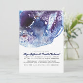 Indigo Blue Modern Waterverf Wedding Kaart (Staand voorkant)