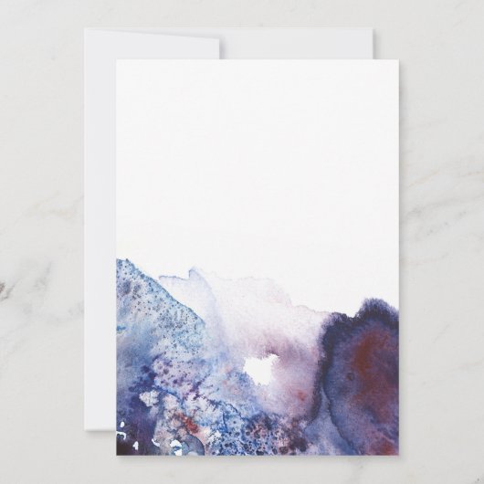 Indigo Blue Modern Waterverf Wedding Kaart (Achterkant)