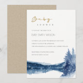 INDIGO BLUE MOUNTAIN LAKE BABY SHOWER INVITATION (Devant / Derrière)