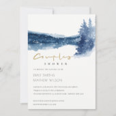 INDIGO BLUE MOUNTAIN LAKE COUPLES SHOWER INVITE BEDANKKAART (Voorkant)