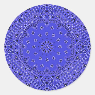 Indigo Blue Paisley Western Bandana Scarf Print Ronde Sticker