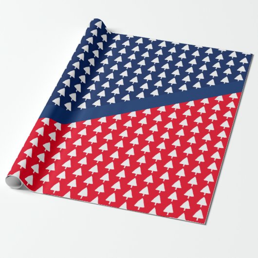 Indigo Blue Red White - kerstboompatroon Cadeaupapier (Uitgerold)