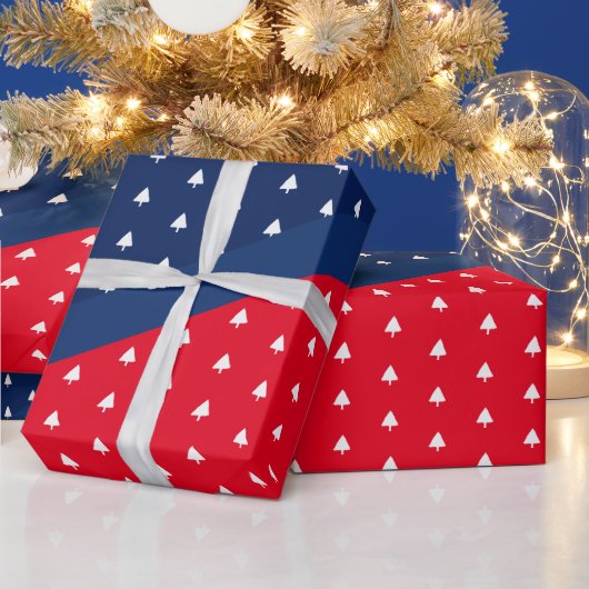 Indigo Blue Red White - kerstboompatroon Cadeaupapier (Feestdagen)