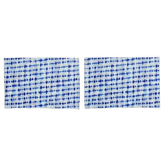 Indigo Blue Shibori Pattern Kussensloop (Voorkant-Set)