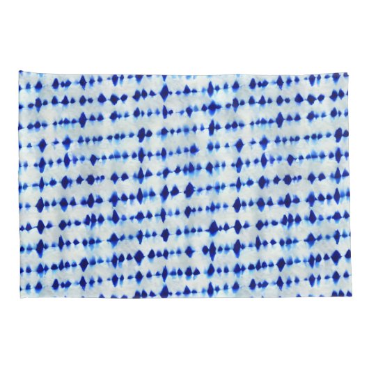 Indigo Blue Shibori Pattern Kussensloop (Achterkant-Rechts)