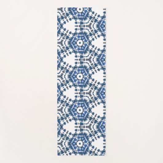 Indigo Blue Shibori Tie Dye Abstract Yogamat (Voorkant)