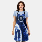 Indigo Blue Shibori Tie Dye Waterverf Monogram Schort (Gedragen)