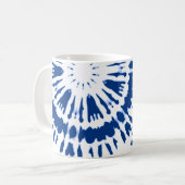 Indigo Blue Tie Dye Coffee Mok (Voorkant links)