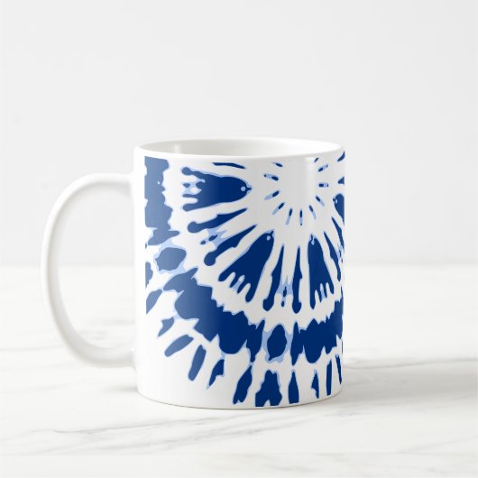 Indigo Blue Tie Dye Coffee Mok (Links)