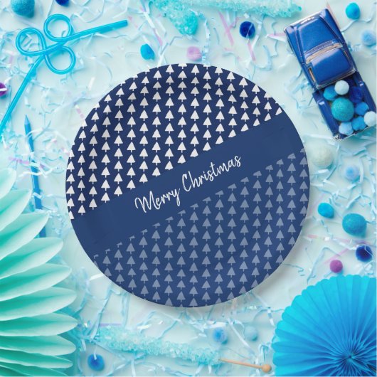 Indigo Blue Tree Waterverf Kunst Papieren Bordje (Feest)