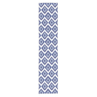 Indigo Blue Tribal Ikat Diamond White Chevron Korte Tafelloper