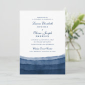 Indigo Blue Watercolor Wedding Invitations (Debout devant)