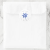 "Indigo Blue Waterverf Abstract Snowflake" Etikett Ronde Sticker (Tas)