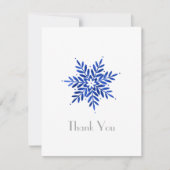 Indigo Blue Waterverf Abstracte Snowflake Bedankkaart (Voorkant)