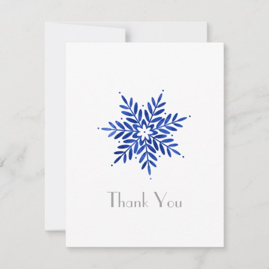 Indigo Blue Waterverf Abstracte Snowflake Bedankkaart (Voorkant)