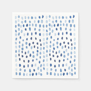 Indigo blue waterverf small polka stips servet