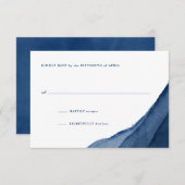 Indigo Blue Waterverf Wedding RSVP (Voorkant / Achterkant)