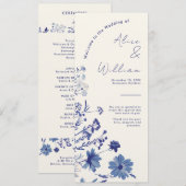 Indigo Blue Wedding Program Kaart (Voorkant / Achterkant)