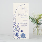 Indigo Blue Wedding Program Kaart (Staand voorkant)