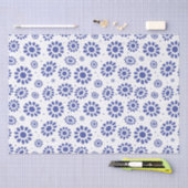 Indigo Blue White Daisy Flower Pattern Tissuepapier (Craft)