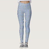 Indigo Blue White Pied De Poule Houndstooth Leggings (Voorkant)