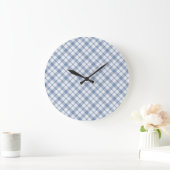 Indigo Blue, White Preppy Checkround Wall Clock Grote Klok (Huis)