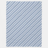 Indigo Blue, White Ticking Stripes Fleece Blanket (Voorkant)