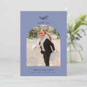 Indigo | Boho Arch Mariage Photo Carte de remercie (Debout devant)