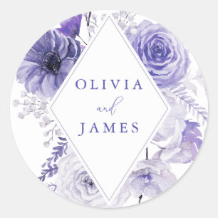 Indigo Boho Floral Lijst bruiloft Ronde Sticker