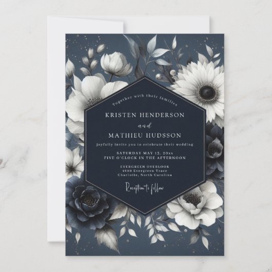 Indigo Botanical Enchantment Wedding Kaart (Voorkant)