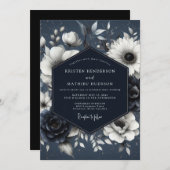 Indigo Botanical Enchantment Wedding Kaart (Voorkant / Achterkant)
