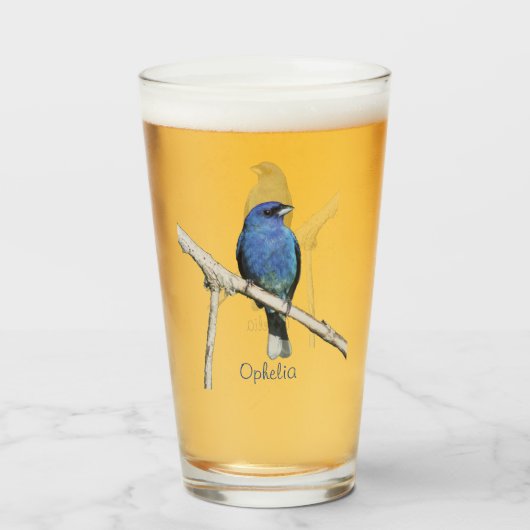 Indigo Bunting Glas (Achterkant gevuld)