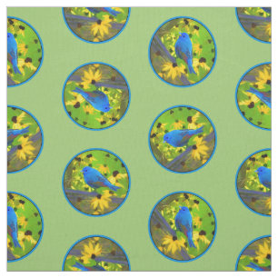 Indigo Bunting op schutting Schilderen Originele V Stof