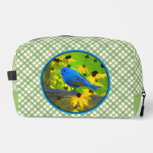 Indigo Bunting op schutting Schilderen Originele V Toilettasje