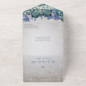 Indigo Bunting Peacock Fairy Lights Wedding All In One Uitnodiging (Buitenkant)