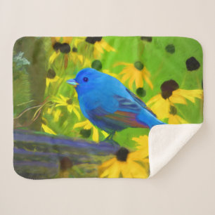 Indigo Bunting Schilderen - Oorspronkelijke vogelk Sherpa Deken